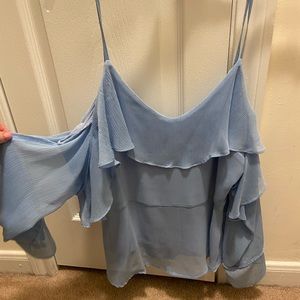 Cold shoulder blue blouse